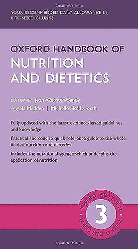 Purple cover of "Oxford Handbook of Nutrition and Dietetics," third edition.
