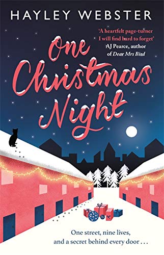 Book cover: “One Christmas Night” with snowy street illustration and a cat.