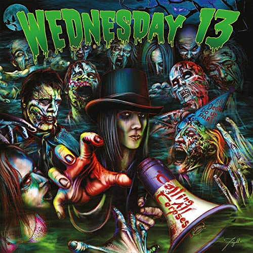 "Album cover art featuring a woman surrounded by zombies, holding a megaphone."