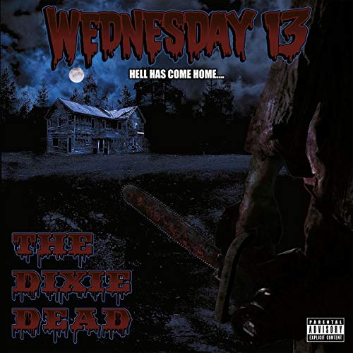 "Album cover with a dark, rural scene, house, and bloody baseball bat."