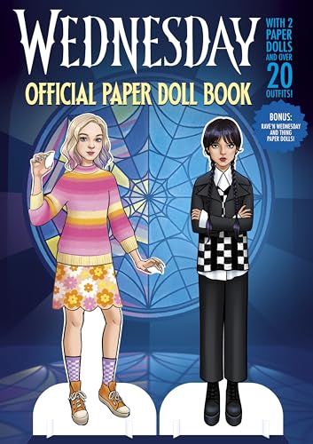 Wednesday" paper doll book cover featuring Wednesday Addams and Enid Sinclair.