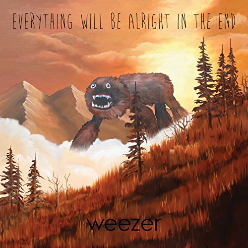 Album cover: a furry creature descends a mountain landscape.