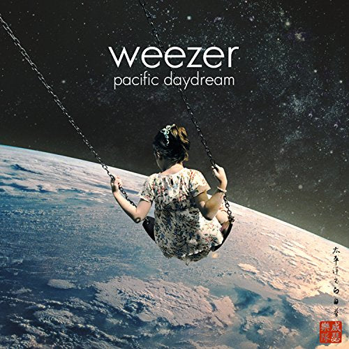 Weezer’s “Pacific Daydream” album cover: child on a swing in space.