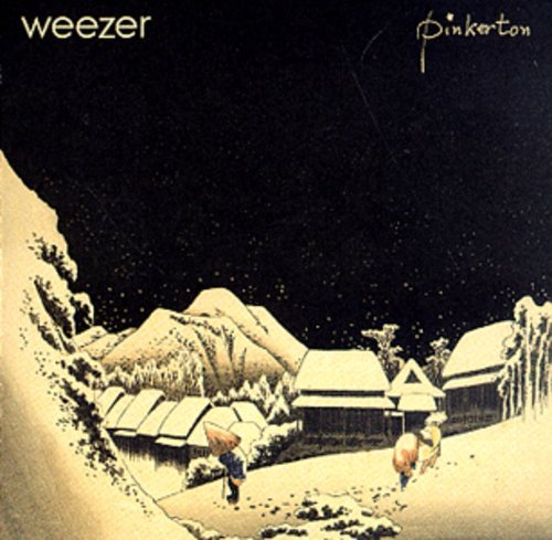 Weezer’s Pinkerton album cover: a snowy Japanese village scene.