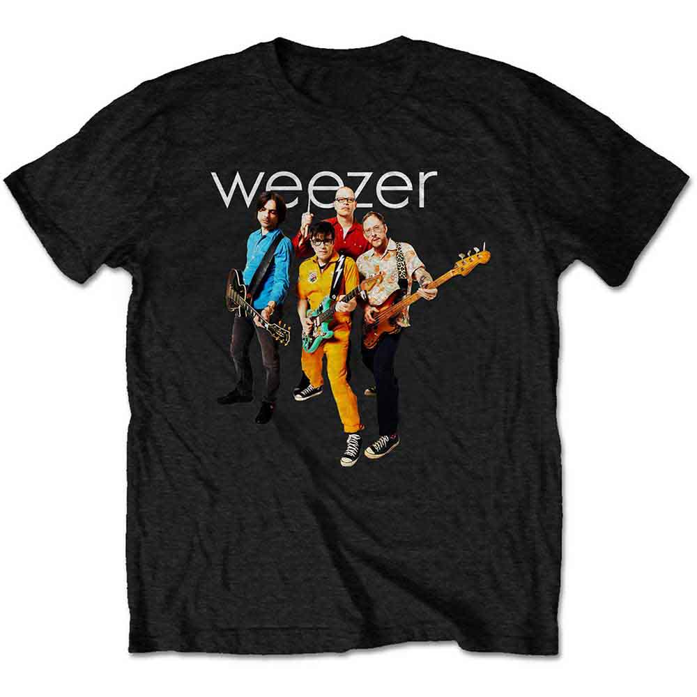 Medium unisex t-shirt featuring a photo of the band Weezer.