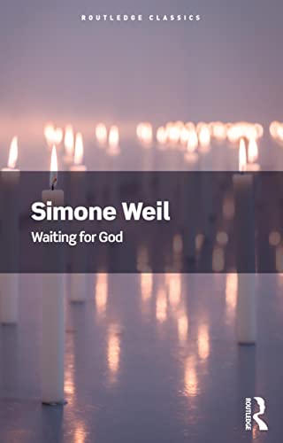 Book cover for "Waiting for God" by Simone Weil, with candles.