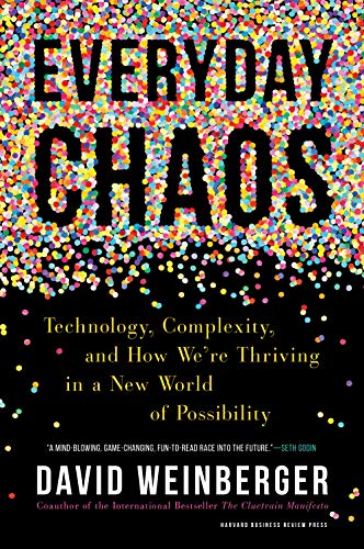 Book cover: “Everyday Chaos” with colorful confetti and white text.