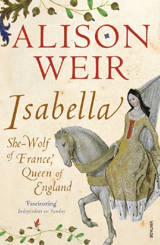 Book cover featuring a medieval woman on horseback, titled "Isabella.