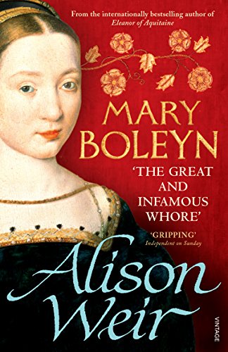 Book cover: portrait of Mary Boleyn with red floral accents.