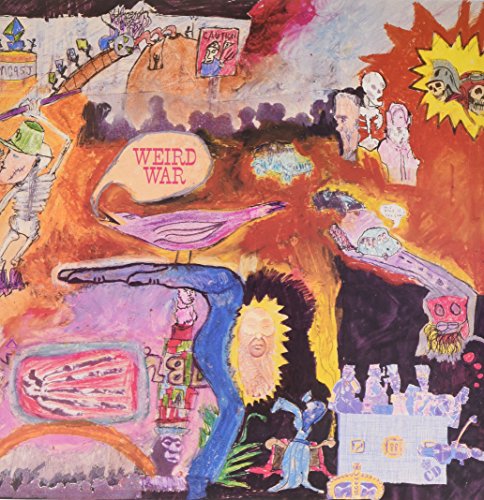 Colorful, chaotic painting of figures and symbols with "Weird War" text.