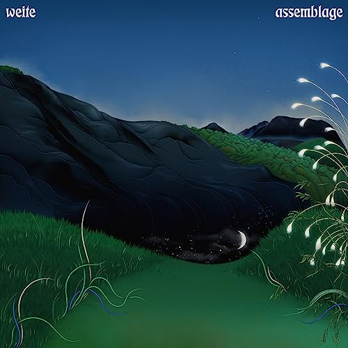 CD cover: Night landscape with mountains, grass, moon, and glowing plants.