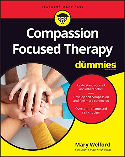 Book cover for "Compassion Focused Therapy For Dummies" with diverse hands clasped.