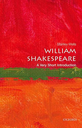 Red book cover with white text: "William Shakespeare" by Stanley Wells.