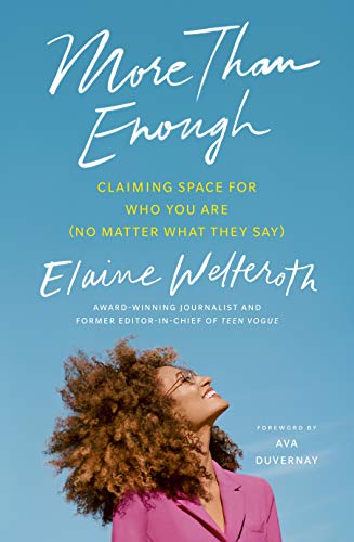 Book cover with title and a woman looking upwards, smiling.