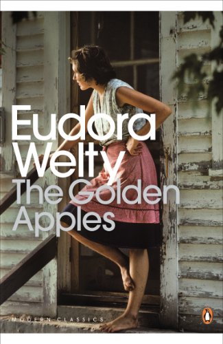 Book cover: woman on porch steps, "The Golden Apples" by Eudora Welty.