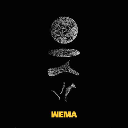 Black album cover with abstract white shapes and the text "WEMA".