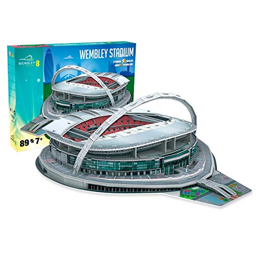 3D puzzle of Wembley Stadium with its iconic arch and tiered seating.