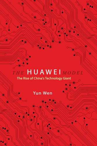 Red book cover with circuit board design and title "The Huawei Model.