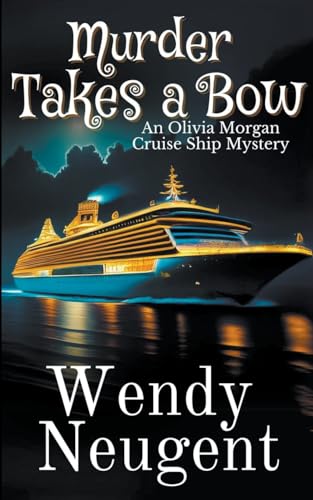 Book cover: “Murder Takes a Bow” with a cruise ship at night.