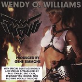 CD cover for Wendy O. Williams’ “Wow” album, featuring a woman and flames.