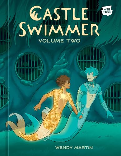 “Castle Swimmer: Volume 2” cover with two mermen in a teal underwater scene.