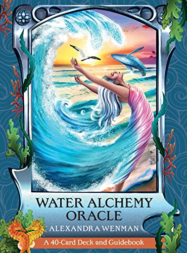 Oracle card deck cover featuring a woman reaching towards a wave and dolphin.