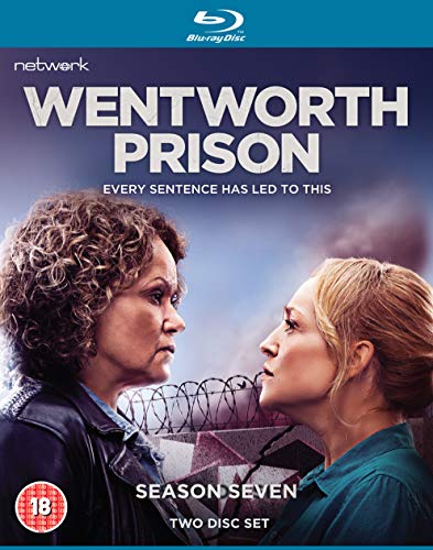 "Wentworth Prison Season 7 Blu-ray cover featuring two women facing each other near barbed wire."