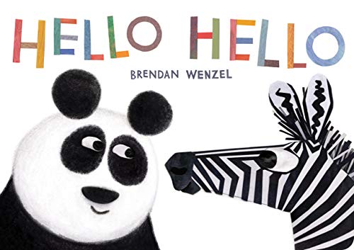 Book cover featuring a panda and a zebra with the title Hello Hello.