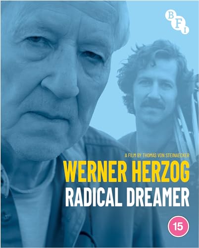 Blu-ray cover featuring portraits of Werner Herzog, young and old.