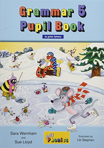 Grammar 5" pupil book cover with cartoon animals ice skating.
