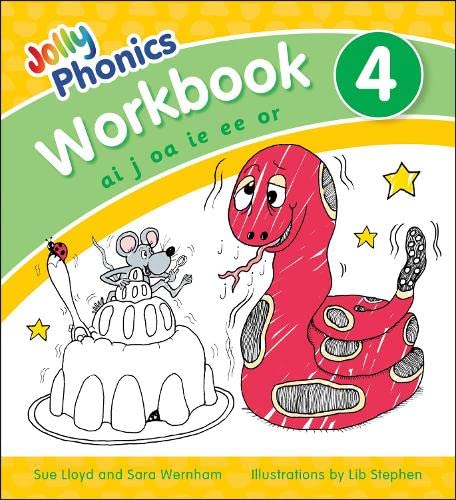 Jolly Phonics Workbook 4 cover with a cartoon snake and mouse.