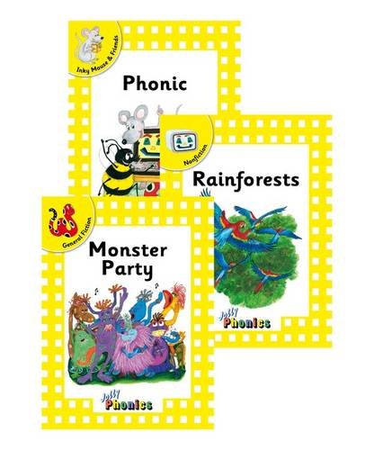 Eighteen paperback books with colourful covers and precursive lettering for early readers.