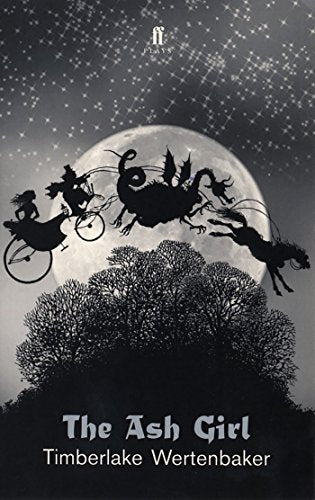 Silhouetted figures ride a dragon and unicorn against a starry moon.