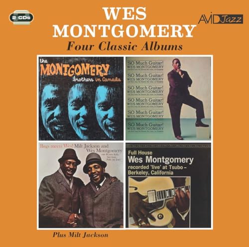 CD cover for Wes Montgomery’s “Four Classic Albums” featuring photos of the guitarist.