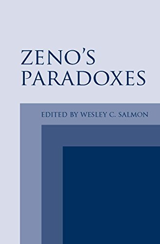 Book cover: "Zeno's Paradoxes" edited by Wesley C. Salmon, blue and white.