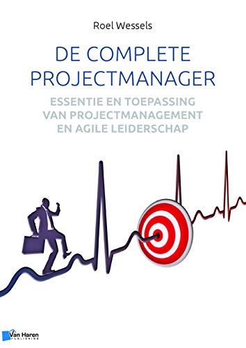 Book cover: "De complete projectmanager" with a man running towards a target.