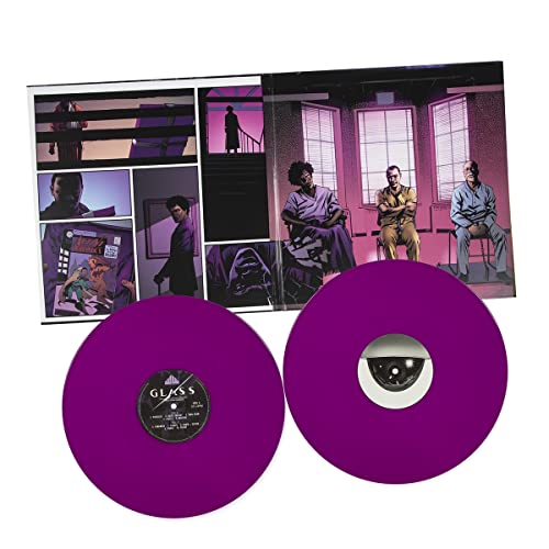 Purple vinyl record set with album artwork depicting people in interiors.
