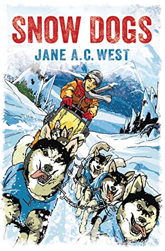 Book cover: illustrated sled dogs pulling a musher through snowy mountains.