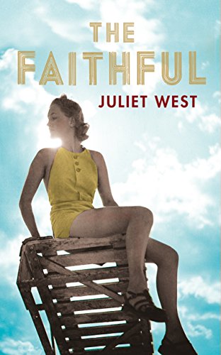 Book cover: woman in yellow dress sitting on weathered wood, blue sky.