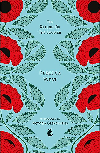 Book cover with a pale blue background and repeating red poppy design.