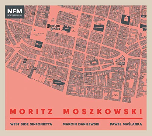 CD cover: abstract map in red and brown, text "Moritz Moszkowski".