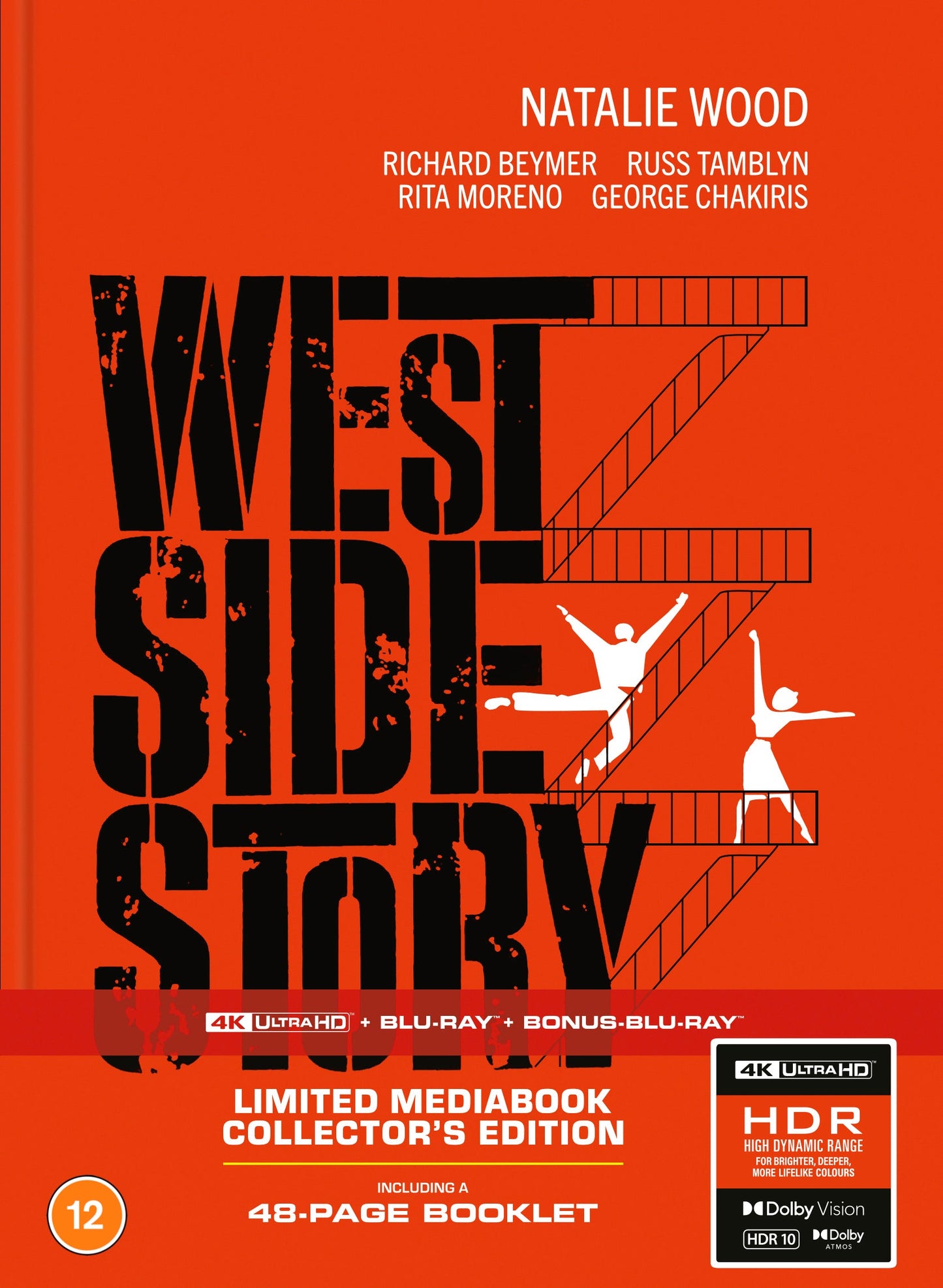 West Side Story" 4K UHD Blu-ray cover with bold text and silhouette figures.