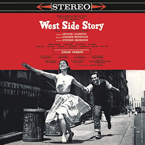 West Side Story" CD cover featuring Tony and Maria in a street scene.