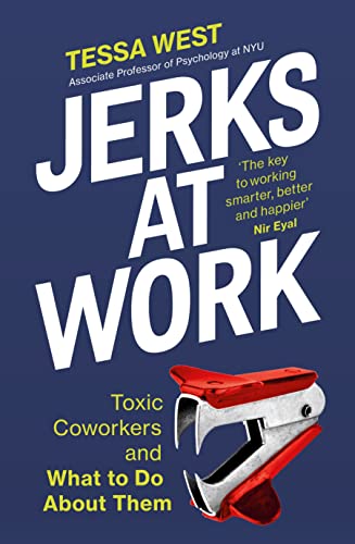 Book cover: "Jerks at Work" with a red stapler image.