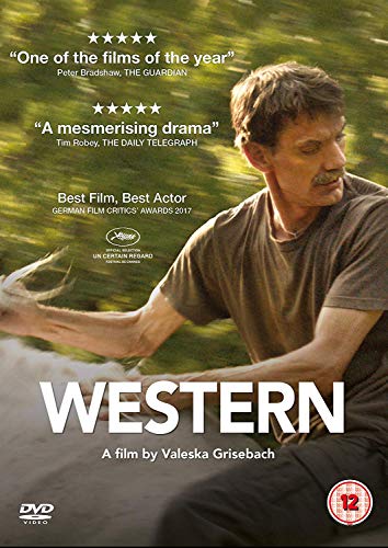 DVD cover for "Western" featuring a man with a bird, film awards.
