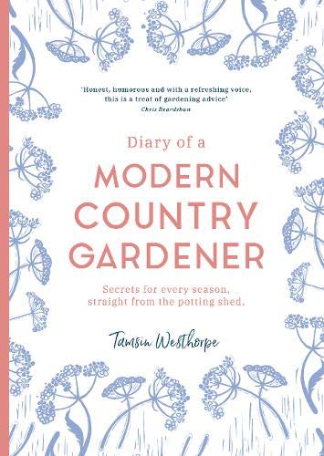 Book cover with floral design and red title: "Diary of a Modern Country Gardener".