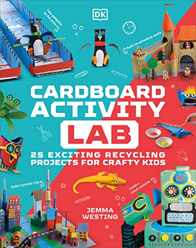 Book cover with cardboard animal crafts and building projects for kids.