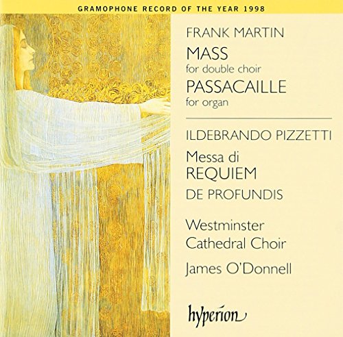 Yellow CD cover with artwork of a woman in white, featuring text about choir music.
