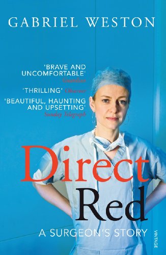 Book cover: surgeon in scrubs, facing forward, with bold red title "Direct Red".