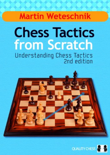 Book cover: “Chess Tactics from Scratch” with a chessboard image.